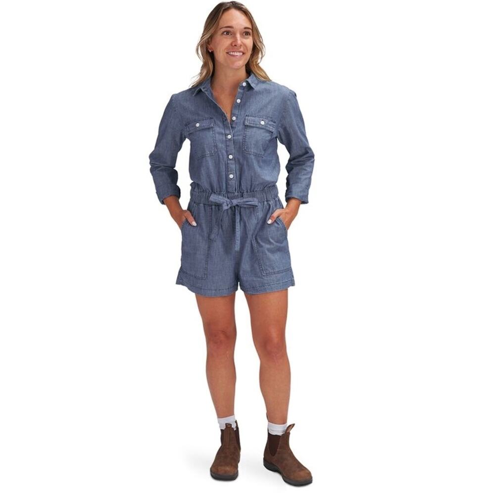 Outerknown Benson Chambray Jumpsuit Shortalls Size Large